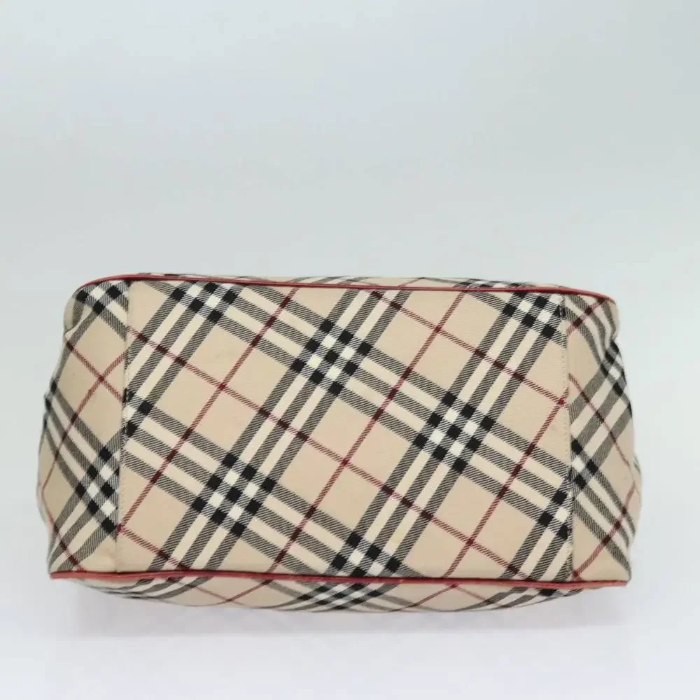 BURBERRY Nova Check Blue Label Hand Bag Canvas Beige Red Auth yk13174 - Picture 7 of 16